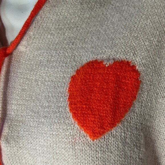 Orange Heart Pale Gray XXL Sweater Relaxed Hooded Novelty Street Style Comfy Y2K - Picture 3 of 8